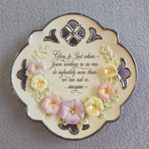 Bradford Exchange Glory to God Plate‎ Unisex OS Cream 3D Floral Religious 2002
